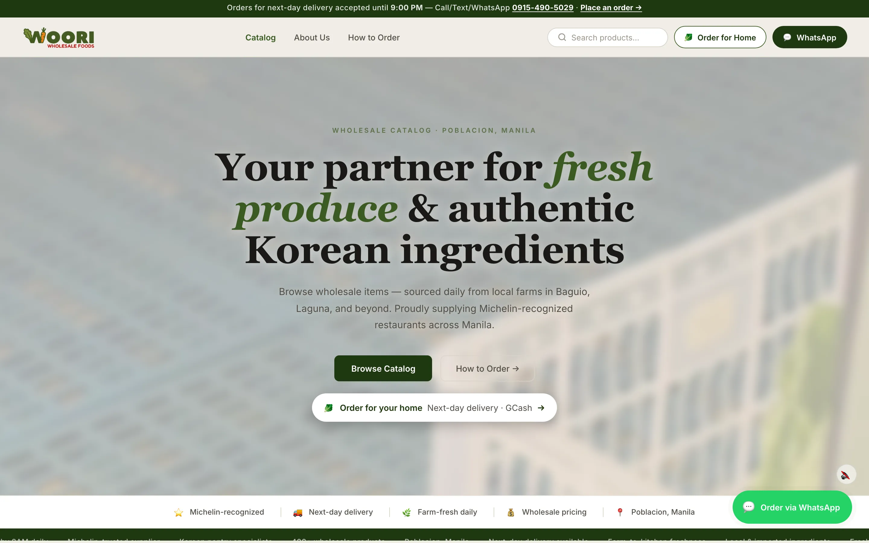 Woori Wholesale Foods home page